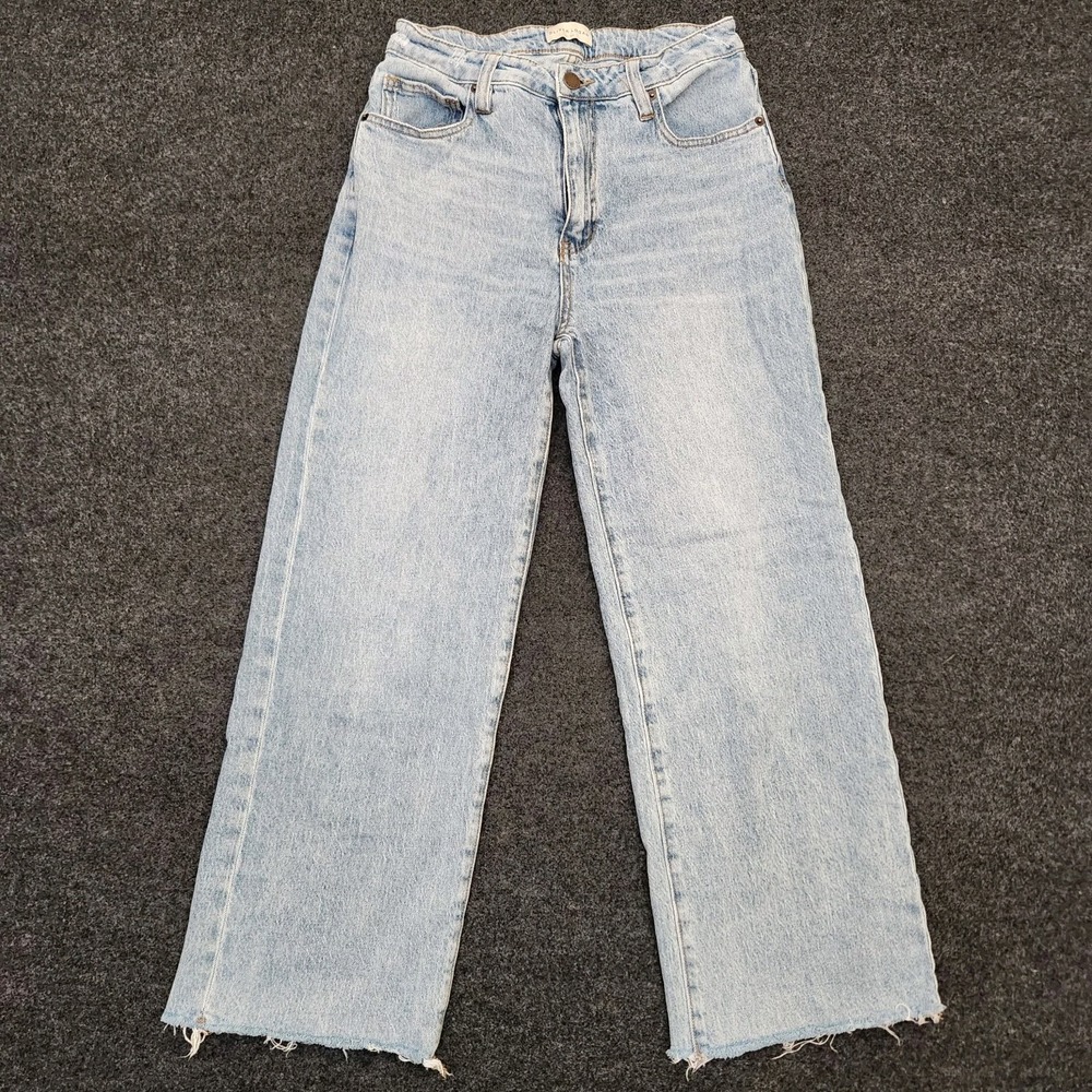 Oliver Logan Womens 27 Aberdeen Wide Leg Crop Jeans Blue Light Wash Denim